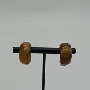 vintage marbled amber colored hoop clip earrings